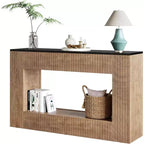 Console moderne Lantine, table d'entrée en bois de 140 cm avec rangement, table de canapé étroite et longue derrière le canapé pour salon, hall d'entrée, couloir