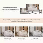 Canapé-lit convertible MooxvMoo 80 avec 2 oreillers, canapé de sol 3 places, lit King Size, combinaison DIY, chenille, blanc beige