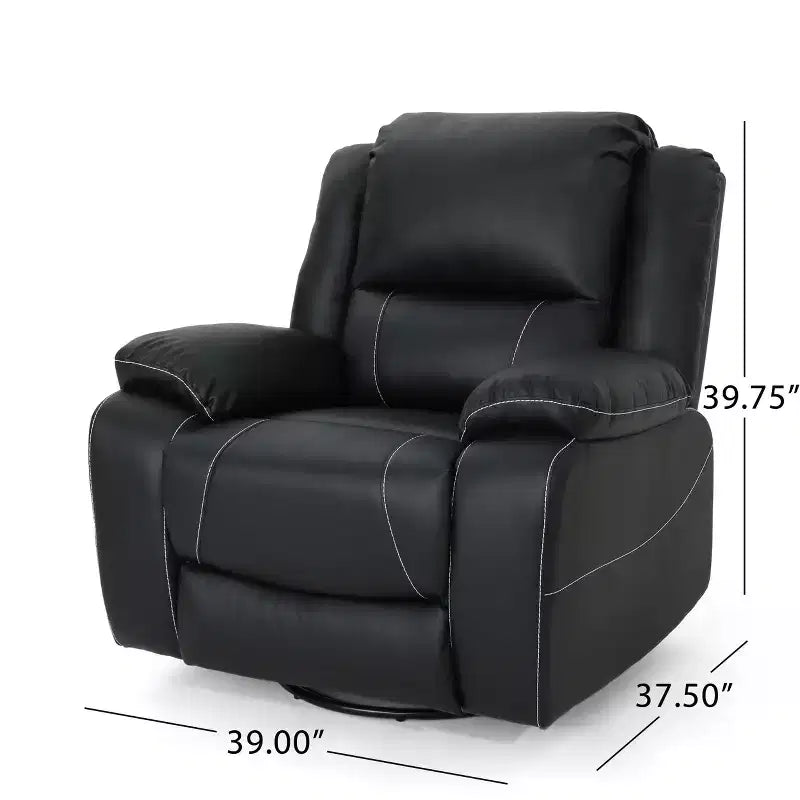 Fauteuil inclinable pivotant à 360 degrés GDFStudio Nony, en métal et bois avec revêtement en similicuir