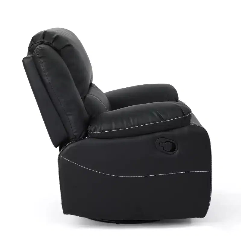 Fauteuil inclinable pivotant à 360 degrés GDFStudio Nony, en métal et bois avec revêtement en similicuir