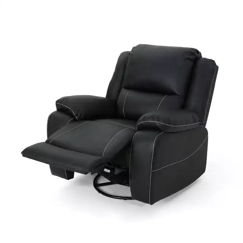 Fauteuil inclinable pivotant à 360 degrés GDFStudio Nony, en métal et bois avec revêtement en similicuir