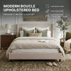 Lit plateforme Christopher Knight Home Johnny moderne en tissu bouclé avec tête de lit à oreilles