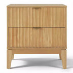 Table de chevet moderne en bois cannelé Christopher Knight Home avec 2 tiroirs