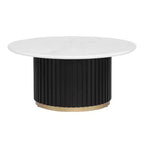 Table basse ronde Christopher Knight Home Mustafa en bois et fer avec piètement cannelé