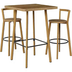 Ensemble table et chaises de bar Lantine, table de bistrot carrée de 100 cm de haut avec 2 chaises, table haute pour salle à manger, café, appartement, balcon, couleur chêne
