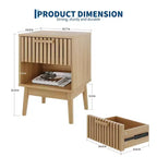 Lot de 2 tables de chevet bohèmes, petites tables de nuit avec tiroir et étagère ouverte, tables d'appoint décorées de lattes en bois pour chambre, dortoir et petits espaces