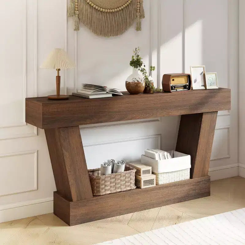 HOMCOM Console vintage de 160 cm, table d'entrée étroite