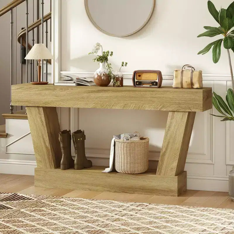 HOMCOM Console vintage de 160 cm, table d'entrée étroite