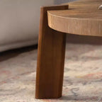 JVNOXK Table basse ronde à chevrons 36.61, Table d'appoint rustique en bois massif et MDF avec pieds fuselés, Finition en bois vieilli naturel pour salon