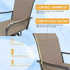 Ensemble de 2 tabourets de bar de jardin hauteur comptoir, chaises de patio extérieures pivotantes à 360° avec accoudoirs et dossier haut, sièges de bar en textilène respirant pour terrasse