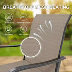 Ensemble de 2 tabourets de bar de jardin hauteur comptoir, chaises de patio extérieures pivotantes à 360° avec accoudoirs et dossier haut, sièges de bar en textilène respirant pour terrasse