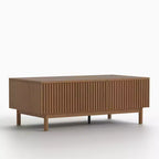 Table Basse Relevable Cannelée Moderne avec Rangement Caché et Tiroirs - Noyer Gaoyangjiaju