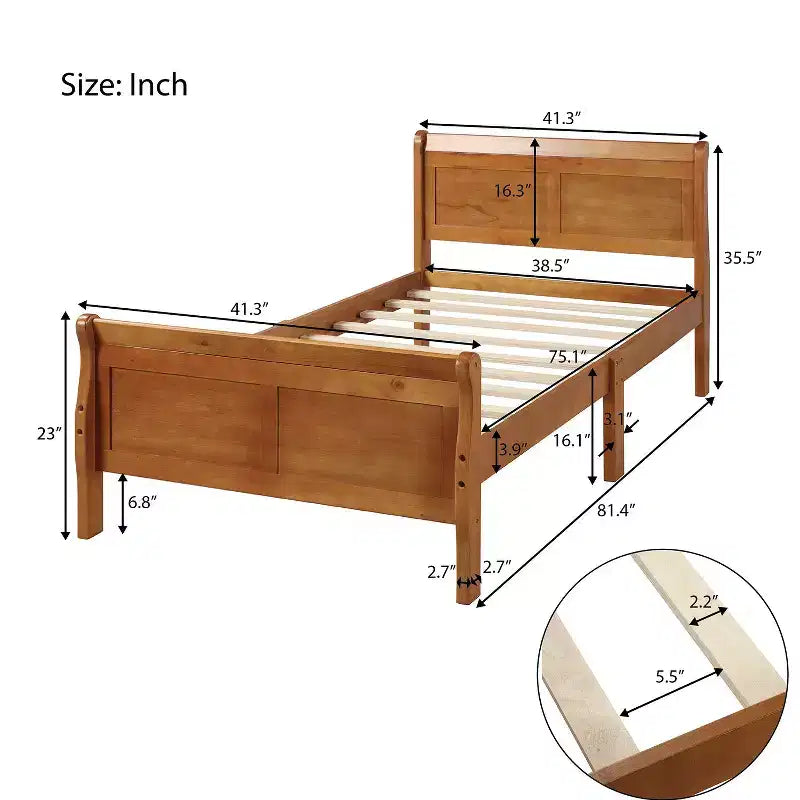 Luxystar Lit plateforme moderne en bois double avec tête de lit,
