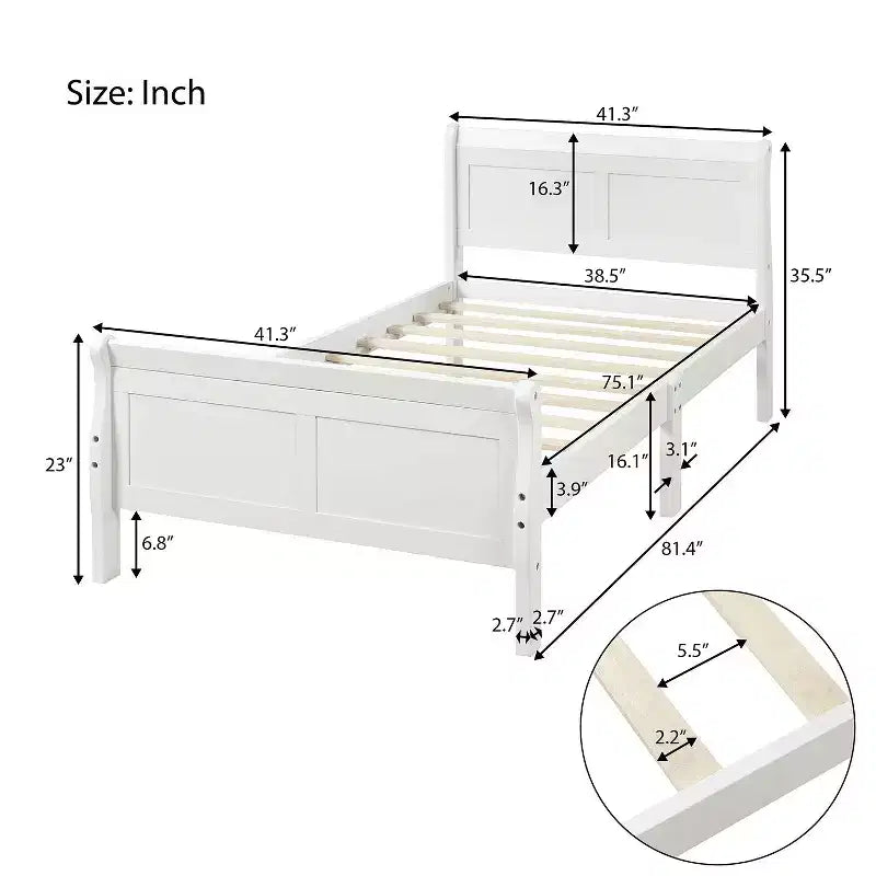 Luxystar Lit plateforme moderne en bois double avec tête de lit,