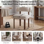 Chaises de salle à manger Ora en similicuir avec dossier incurvé et cadre en bois massif, chaises ergonomiques sans accoudoirs pour salon, salle à manger