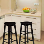 Tabourets de bar de cuisine classiques PJ Wood à siège rond de 74 cm de haut pour maisons, salles à manger et bars, avec sièges sans dossier, pieds carrés, naturels, lot de 2