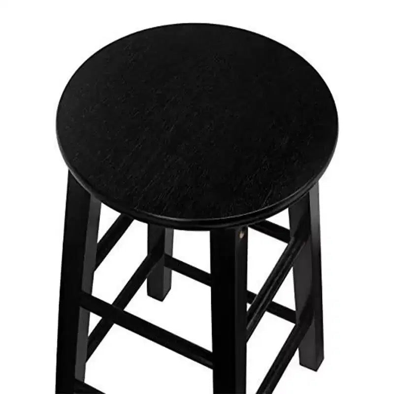 Tabourets de bar de cuisine classiques PJ Wood à siège rond de 74 cm de haut pour maisons, salles à manger et bars, avec sièges sans dossier, pieds carrés, naturels, lot de 2
