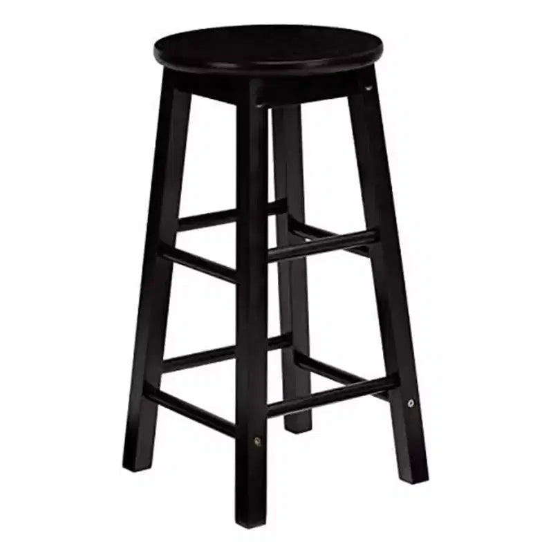 PJ Wood Classic Round-Seat 29 Inch Tall Kitchen Counter Stools for Homes, Dining Spaces, and Bars with Backless Seats, Square Legs, Natural, Set of 2