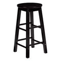 PJ Wood Classic Round-Seat 29 Inch Tall Kitchen Counter Stools for Homes, Dining Spaces, and Bars with Backless Seats, Square Legs, Natural, Set of 2