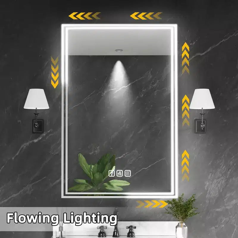 FAMYYT Armoire à pharmacie lumineuse en aluminium de 24 po L x 36 po H avec miroir, intensité variable, anti-buée, entièrement assemblée
