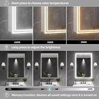 FAMYYT Armoire à pharmacie lumineuse en aluminium de 24 po L x 36 po H avec miroir, intensité variable, anti-buée, entièrement assemblée
