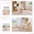 GDFStudio Becka Pouf Ottoman Pivotant en Tissu Teddy en Forme de Champignon avec Cadre en Bois
