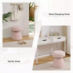 GDFStudio Becka Pouf Ottoman Pivotant en Tissu Teddy en Forme de Champignon avec Cadre en Bois
