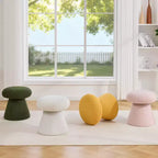 GDFStudio Becka Pouf Ottoman Pivotant en Tissu Teddy en Forme de Champignon avec Cadre en Bois