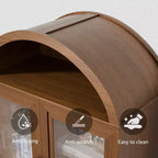 Vitrine arquée autoportante avec portes vitrées et étagères réglables Meuble de rangement en bois pour salon, bureau à domicile, salle à manger