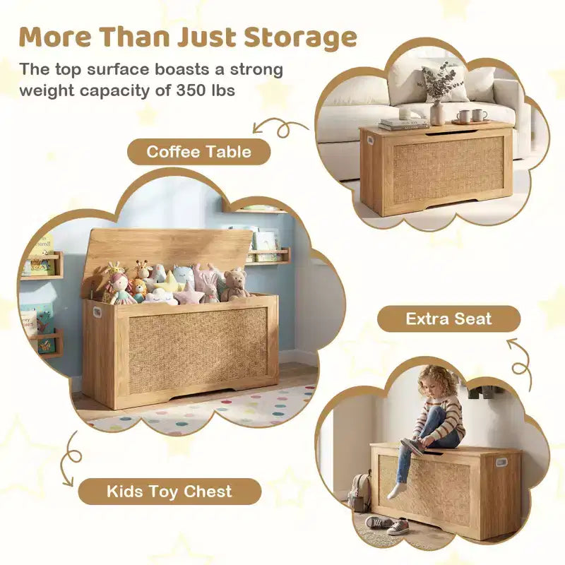 Banc de rangement pour enfants Costway, coffre à jouets de 40" avec couvercle à charnière, 2 charnières métalliques et poignées latérales