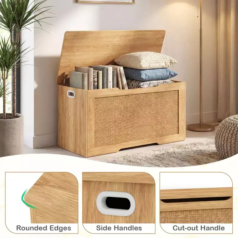 Banc de rangement pour enfants Costway, coffre à jouets de 40" avec couvercle à charnière, 2 charnières métalliques et poignées latérales