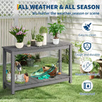 Table d'appoint de patio en bois durable toutes saisons, table d'appoint classique d'extérieur pour jardin, pelouse et véranda, compacte et stable