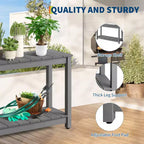 Table d'appoint de patio en bois durable toutes saisons, table d'appoint classique d'extérieur pour jardin, pelouse et véranda, compacte et stable