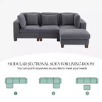 Canapé Sectionnel Modulable Convertible en Velours Côtelé avec Ottomans, Canapé Configurable pour Salon, Montage Facile