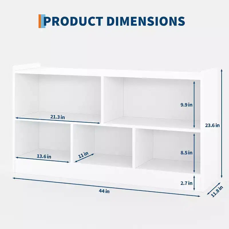 Étagère en bois à 5 sections et 2 niveaux, étagère ouverte pour livres d'enfants, organisateur de jouets, pour la maison, le salon