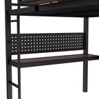 Lit mezzanine en métal Bellemave avec bureau et panneau perforé, horloge et station de charge intégrées, panier de rangement, cadre moderne peu encombrant, tailles Twin XL et Full