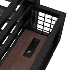 Lit mezzanine en métal Bellemave avec bureau et panneau perforé, horloge et station de charge intégrées, panier de rangement, cadre moderne peu encombrant, tailles Twin XL et Full