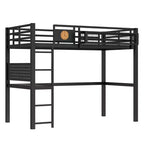 Lit mezzanine en métal Bellemave avec bureau et panneau perforé, horloge et station de charge intégrées, panier de rangement, cadre moderne peu encombrant, tailles Twin XL et Full