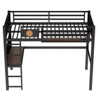 Lit mezzanine en métal Bellemave avec bureau et panneau perforé, horloge et station de charge intégrées, panier de rangement, cadre moderne peu encombrant, tailles Twin XL et Full