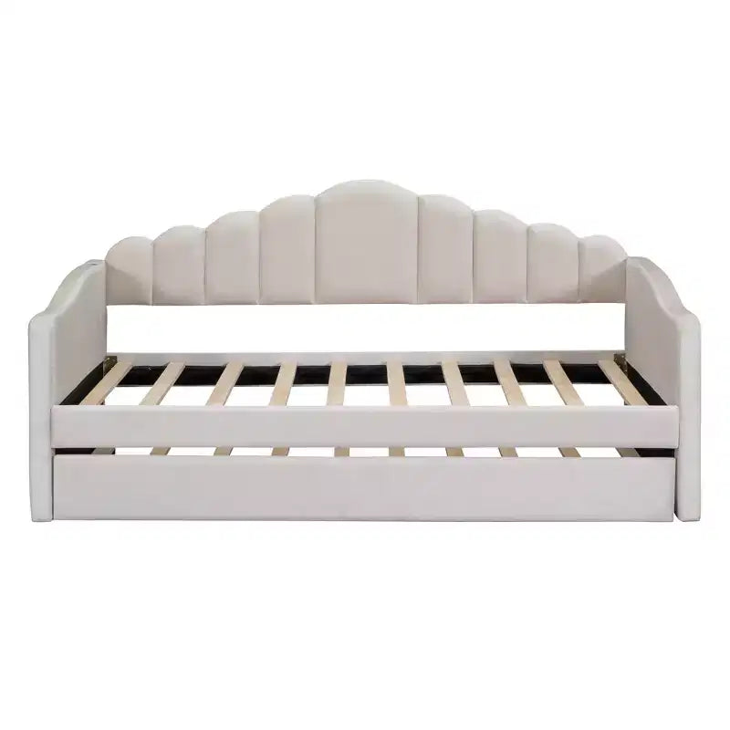 Lit de repos double en velours Luxystar avec lit gigogne et ports de charge