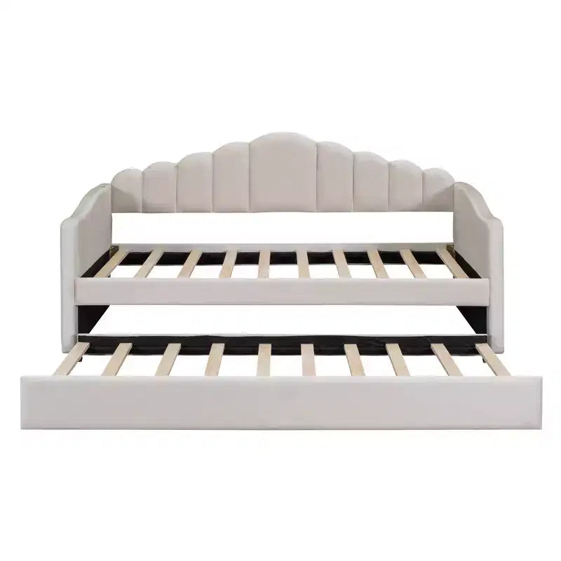 Lit de repos double en velours Luxystar avec lit gigogne et ports de charge