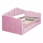 Lit de repos double en velours Luxystar avec lit gigogne et ports de charge