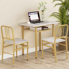 Costway Ensemble Table à Manger Rectangulaire 3 Pièces et Chaises Coin Repas en Bois avec Étagère de Rangement