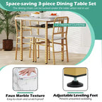 Costway Ensemble Table à Manger Rectangulaire 3 Pièces et Chaises Coin Repas en Bois avec Étagère de Rangement