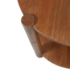 Table d'appoint et de bout ronde élégante pour petits espaces - Base en bois de manguier avec étagère inférieure pour la décoration de chambre et de salon - 22, Beige & Marron