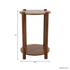 Table d'appoint et de bout ronde élégante pour petits espaces - Base en bois de manguier avec étagère inférieure pour la décoration de chambre et de salon - 22, Beige & Marron