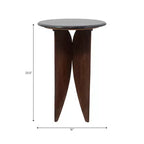 Base en bois de manguier et plateau en pierre pour les petits espaces - Table d'appoint et de bout ronde pour le salon, la chambre et la décoration de la maison - 24, Noir et Marron