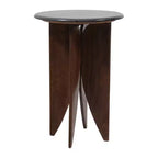 Base en bois de manguier et plateau en pierre pour les petits espaces - Table d'appoint et de bout ronde pour le salon, la chambre et la décoration de la maison - 24, Noir et Marron