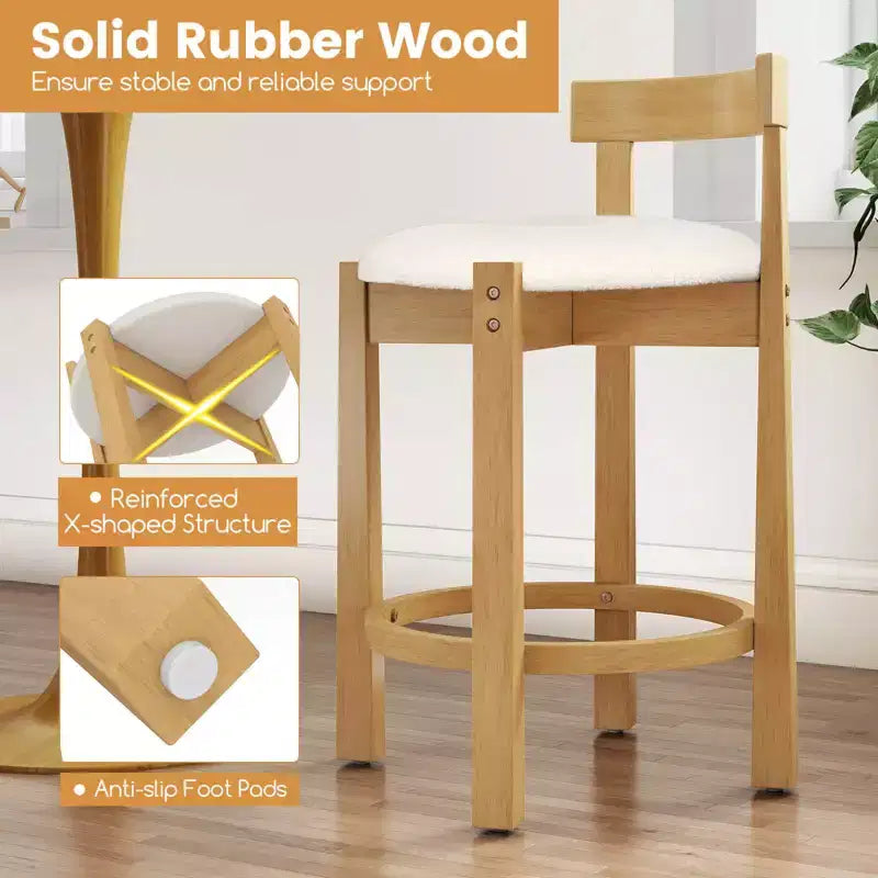 Tabourets de bar Costway de 61 cm de hauteur pour comptoir, lot de 2 ou 4 avec dossiers et repose-pieds pour salle à manger