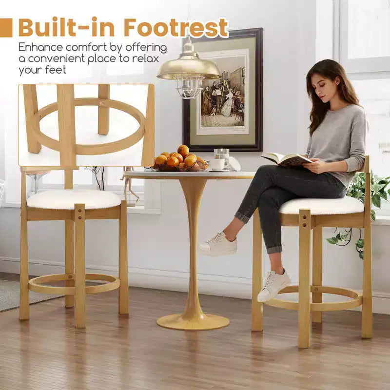 Tabourets de bar Costway de 61 cm de hauteur pour comptoir, lot de 2 ou 4 avec dossiers et repose-pieds pour salle à manger